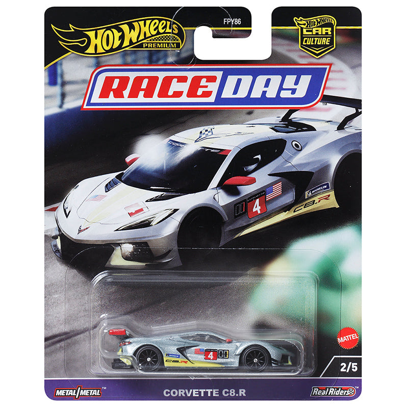 Hot Wheels Corvette C8.R Edición Coleccionista 1/64 Real Riders Modelo de Coche de Metal Fundido a Presión FPY86-9C1D