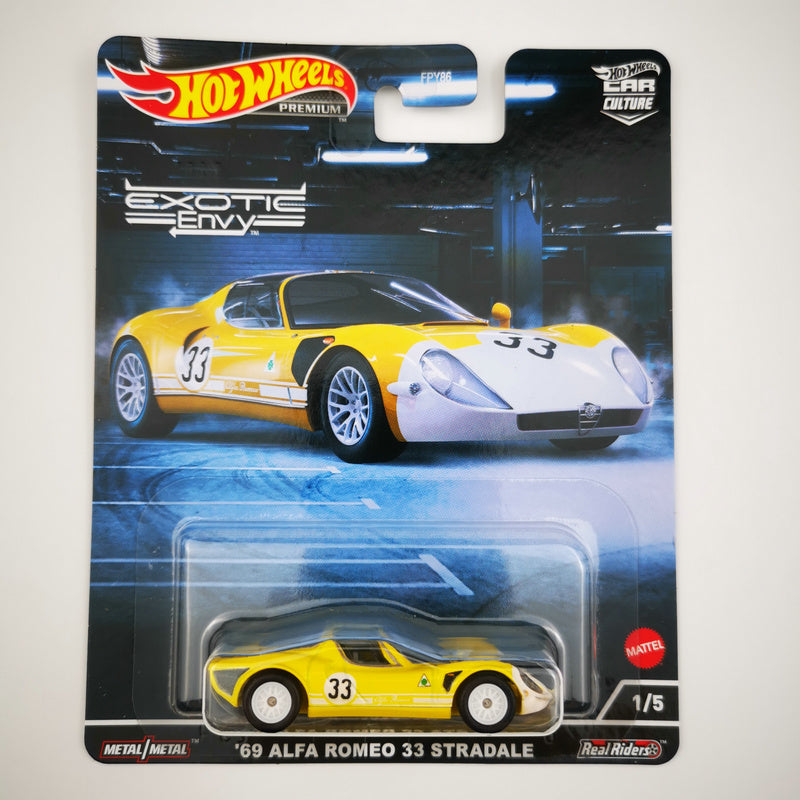 Hot Wheels 69 ALFA ROMEO 33 STRADALE Collector Edition 1/64 Real Riders Metal Diecast Model Car FPY86-9C7M