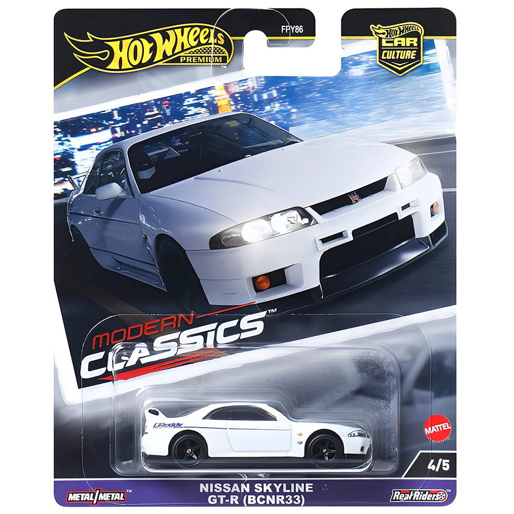 Hot Wheels Nissan Skyline GT-R (BCNR33) Evolution Edición Coleccionista 1/64 Real Riders Modelo de coche de metal fundido a presión FPY86-9C1E