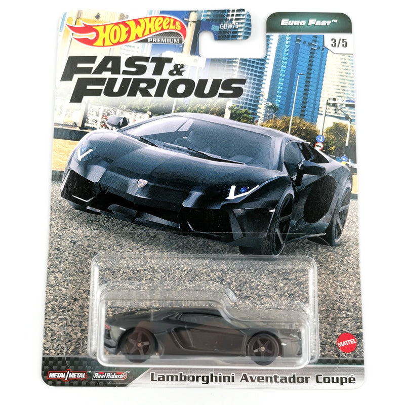 Hot Wheels Lamborghini Aventador Coupe Fast & Furious Evolution Premium 1/64 Real Riders Metal Diecast Model Car GBW75-9C6K