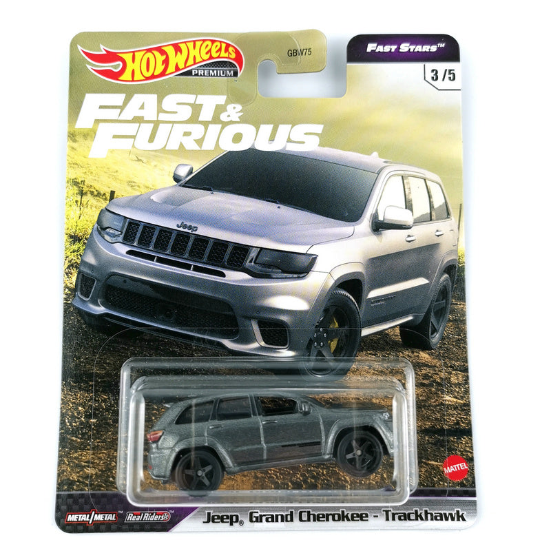 Hot Wheels Jeep Grand Cherokee Trackhawk Fast & Furious Evolution Premium 1/64 Real Riders Metal Diecast Model Car GBW75-9C6L