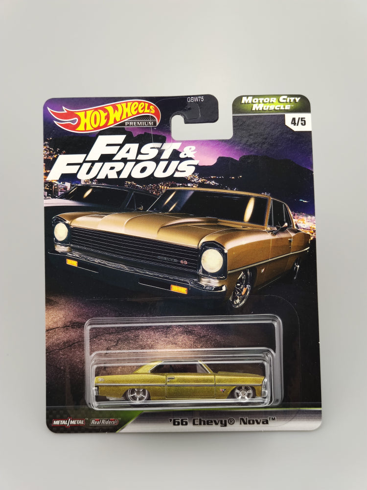 Hot Wheels 66 CHEVY NOVA Evolution Fast & Furious Evolution Premium 1/64 Real Riders Metal Diecast Model Car GBW75-9C6G
