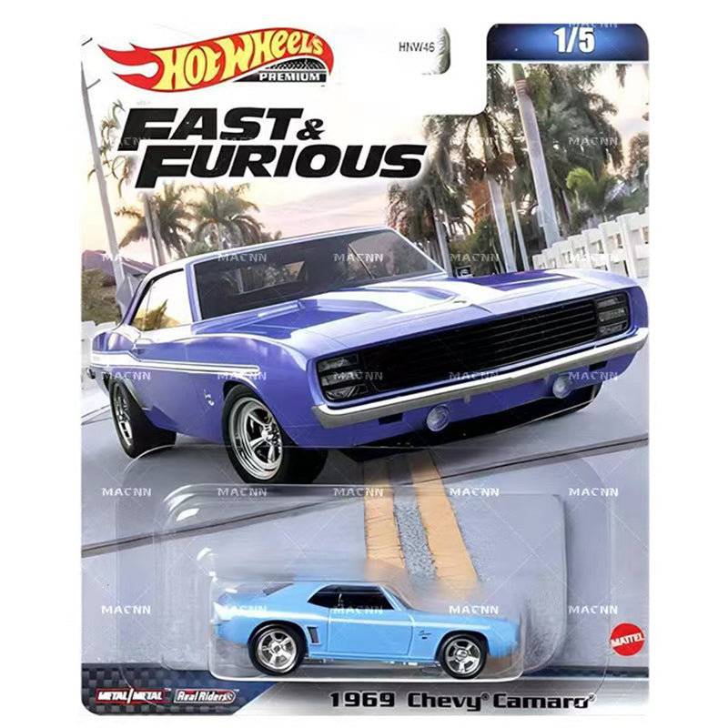 Hot Wheels 1969 CHEVY CAMARO Fast & Furious Evolution Premium 1/64 Real Riders Modelo de coche de metal fundido a presión HNW46-9C6B