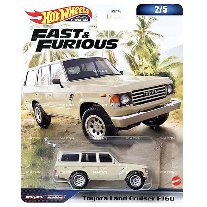 Hot Wheels Toyota Land Cruiser FJ60 Fast & Furious Evolution Premium 1/64 Real Riders - Modelo de coche de metal fundido a presión HNW46-9C6B