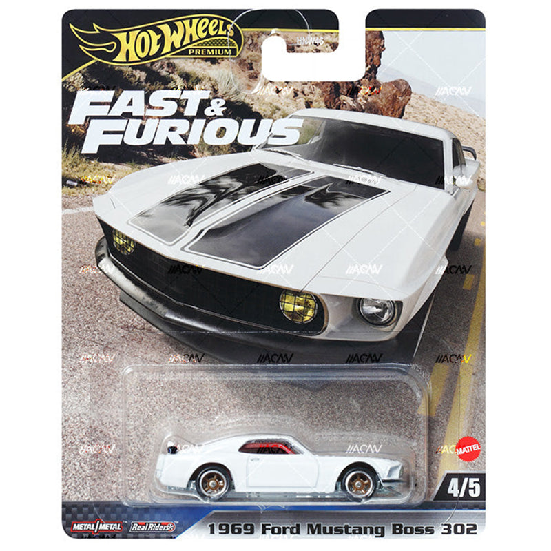 Hot Wheels 1969 Ford Mustang Boss 302 Fast & Furious Evolution Premium 1/64 Real Riders Metal Diecast Model Car HNW46-9C6F