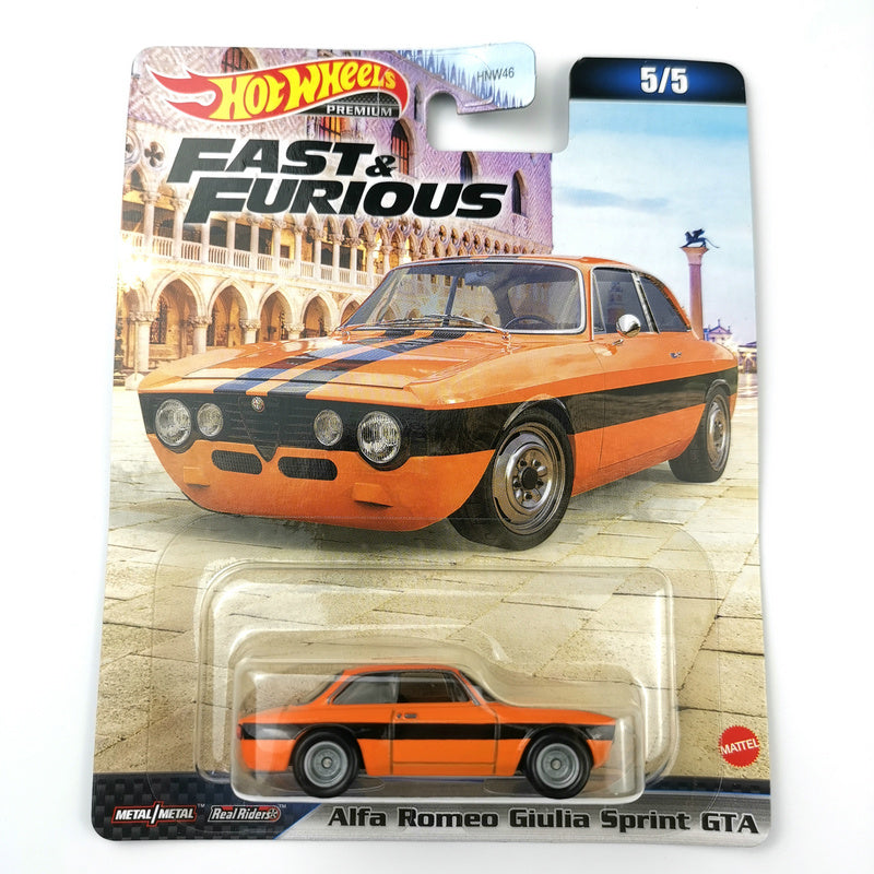 Hot Wheels ALFA ROMEO GIULIA SPRINT GTA Fast & Furious Evolution Premium 1/64 Real Riders Metal Diecast Model Car HNW46-9C6C