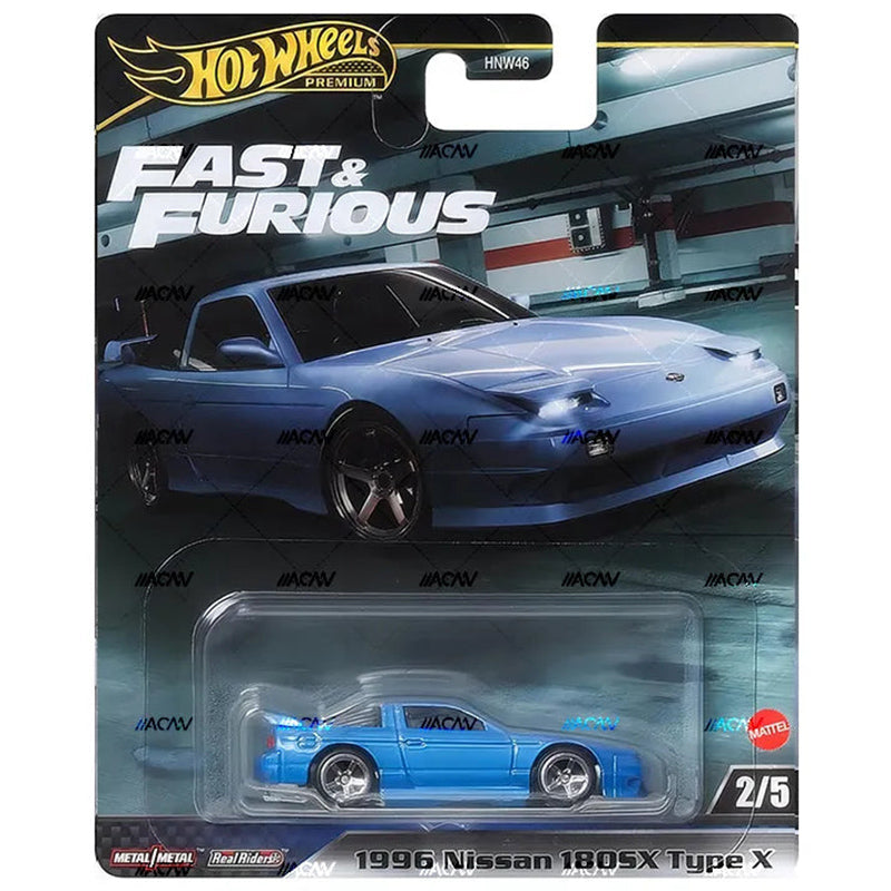 Hot Wheels 1996 Nissan 180SX Type X Fast & Furious Evolution Premium 1/64 Real Riders Metal Diecast Model Car HNW46-9C6H