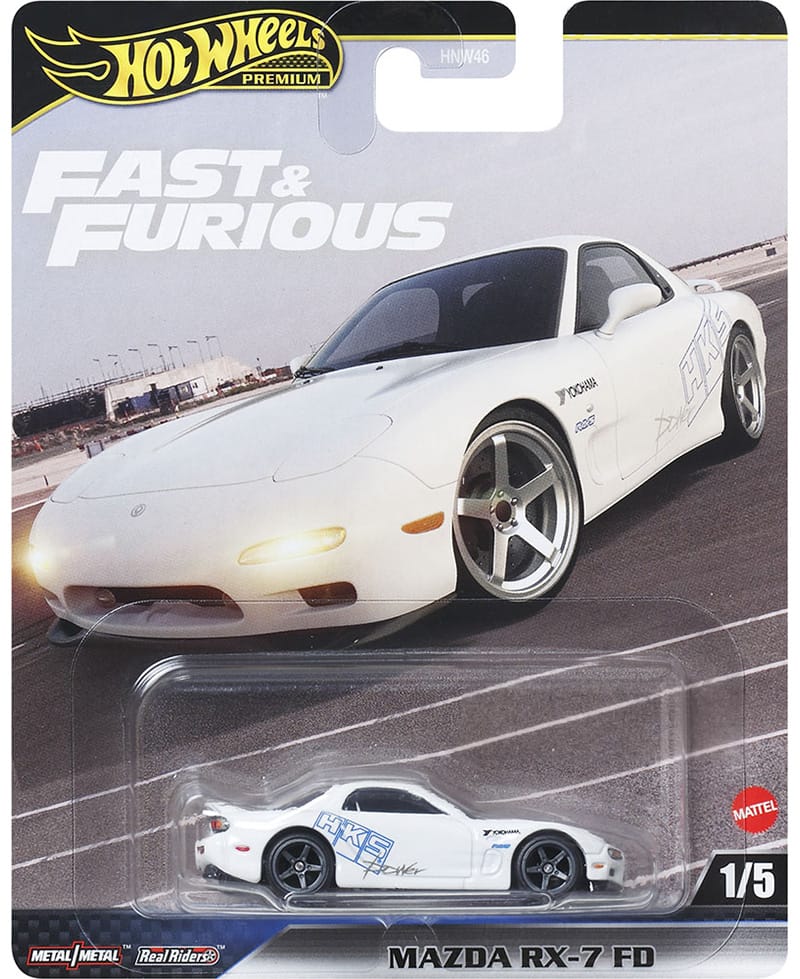 Hot Wheels Mazda RX-7 FD Fast & Furious Evolution Premium 1/64 Real Riders Metal Diecast Model Car HNW46-9C6K