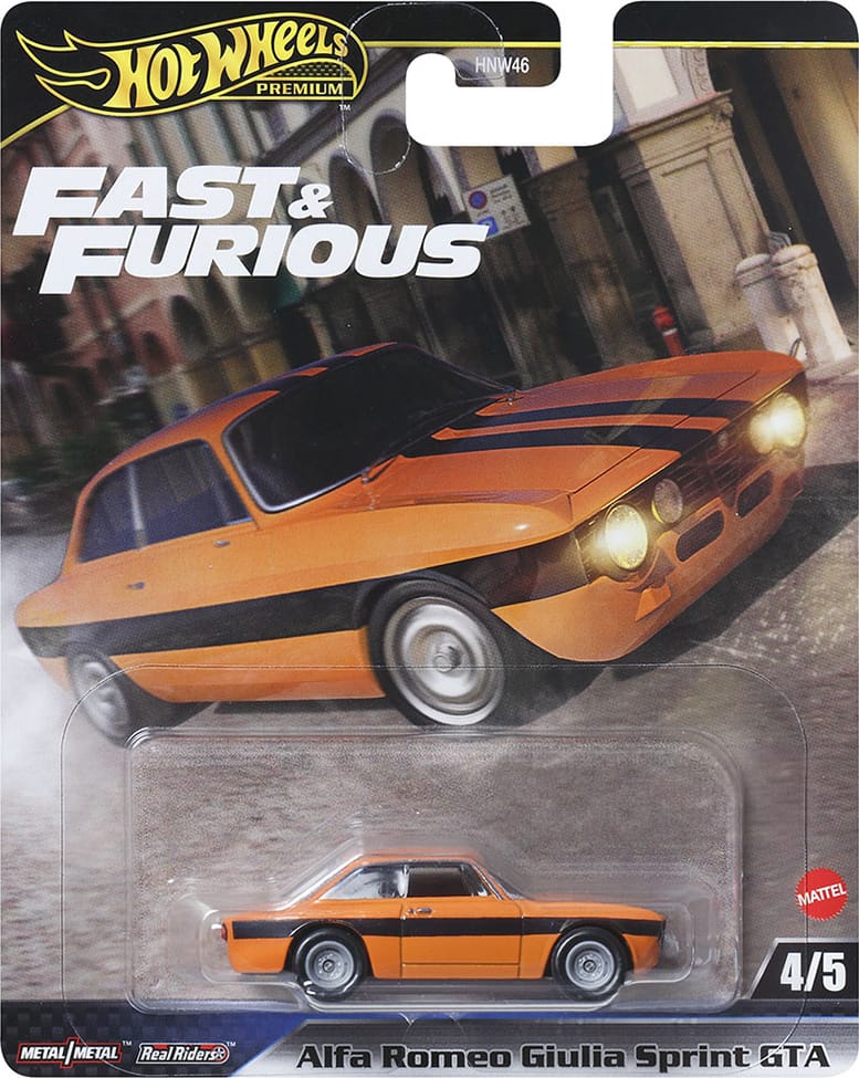 Hot Wheels Alfa Romeo Giulia Sprint GTA Fast & Furious Evolution Premium 1/64 Real Riders Metal Diecast Model Car HNW46-9C6K