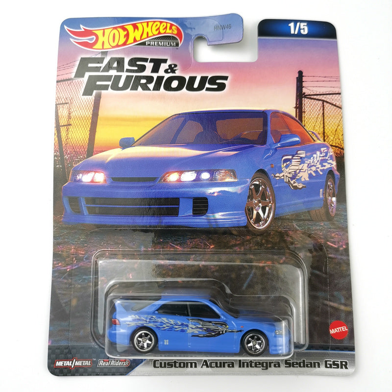 Hot Wheels CUSTOM ACURA INTERGRA SEDÁN GSR Fast & Furious Evolution Premium 1/64 Real Riders Modelo de coche de metal fundido a presión HNW46-9C6C