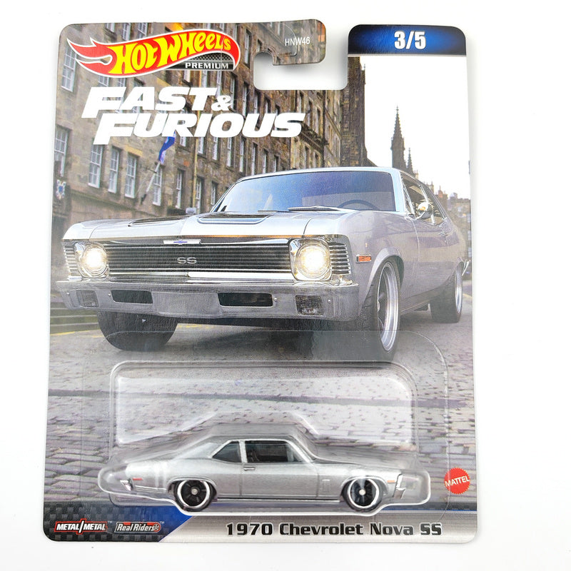 Hot Wheels 1970 Chevrolet Nova SS Fast & Furious Evolution Premium 1/64 Real Riders Modelo de coche de metal fundido a presión HNW46-9C6D