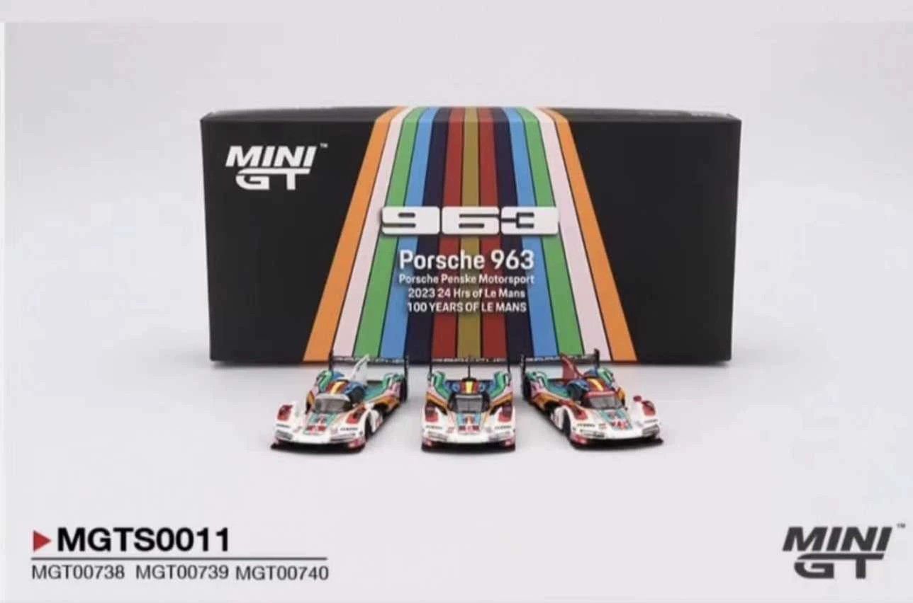 MINIGT 1:64 MGTS0011 Porsche 963 #75 Porsche Penske Three Car Set 1/64 Die-cast Model Car