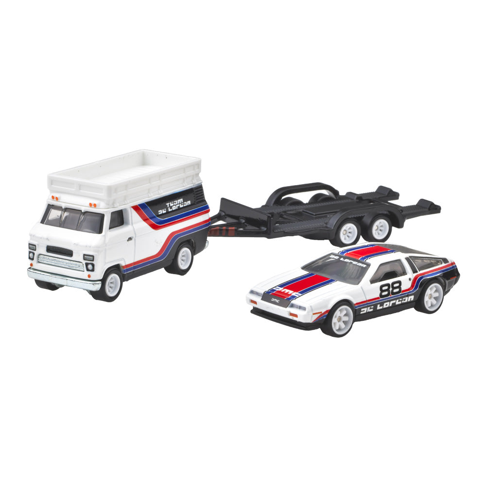 Hot wheels 1:64 DMC DeLorean & HW Rally Hauler FLF56-78-JBM35