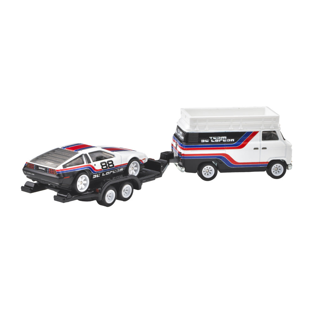 Hot wheels 1:64 DMC DeLorean & HW Rally Hauler FLF56-78-JBM35