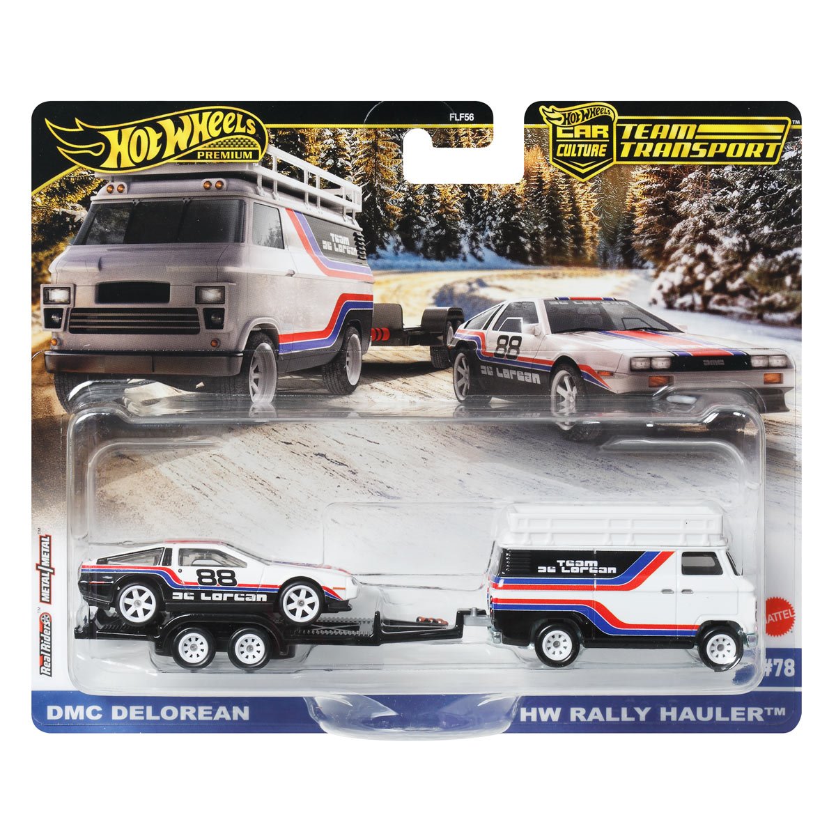 Hot wheels 1:64 DMC DeLorean & HW Rally Hauler FLF56-78-JBM35