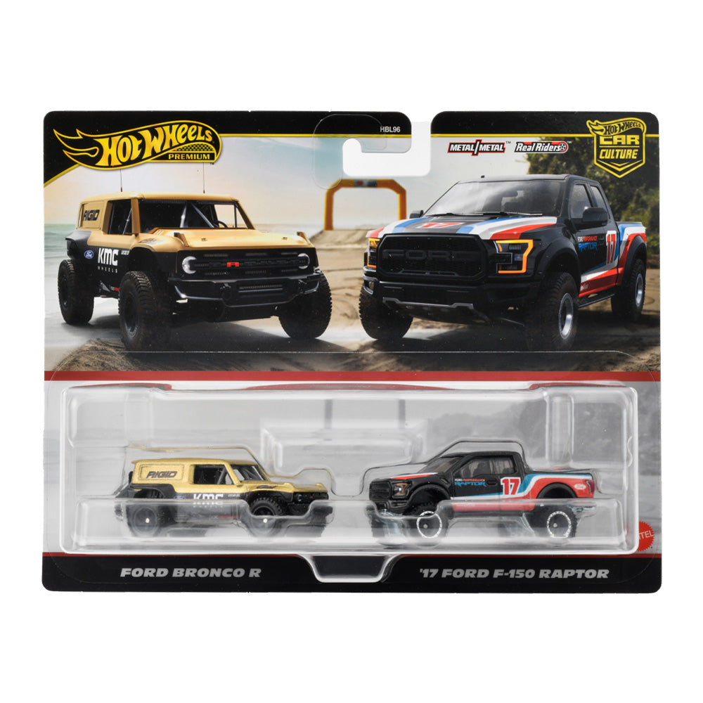 Hot wheels 1:64 Ford Bronco R & 17 Ford F-150 Raptor HBL96-HRR77