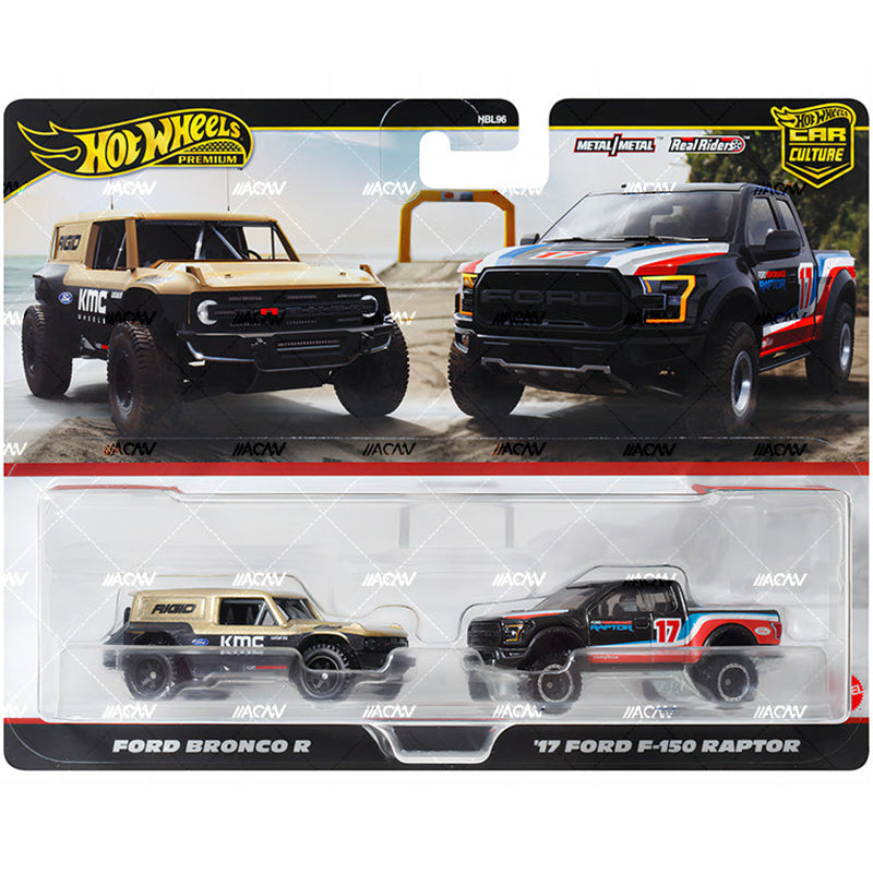 Hot wheels 1:64 Ford Bronco R & 17 Ford F-150 Raptor HBL96-HRR77