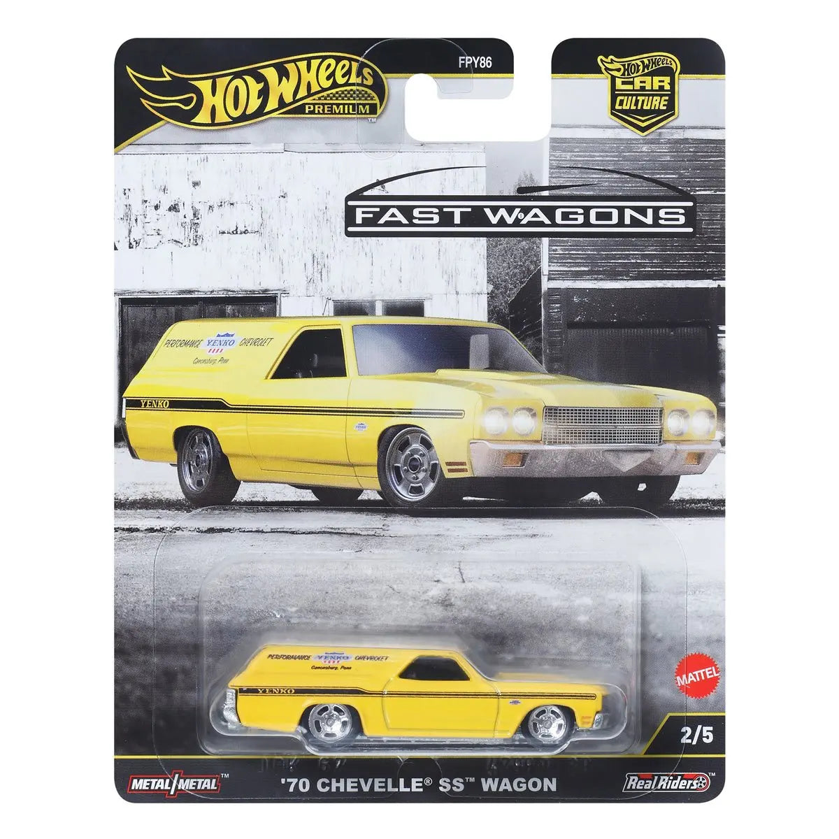 Hot Wheels Premium 70 Chevelle SS Wagon, colección de coches de fundición a presión a escala 1/64 FPY86-9C1J