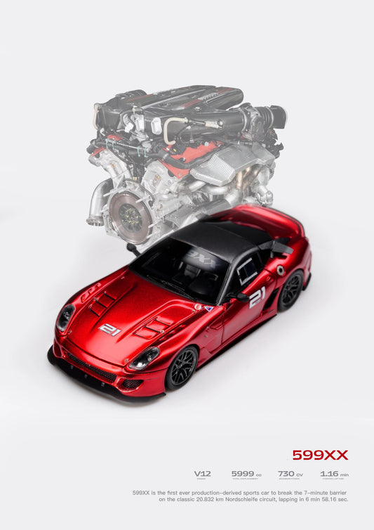 CL Cars Lounge 1:64 Ferrari 599xx Customized metal red21 Diecast Model Car Resin Limited edition Collection