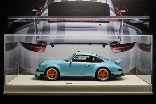 ¡Modelo premium de resina Porsche 964 Singer DLS a escala 1:18! Esquema de color Azul Golfo. 