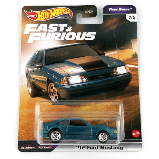 Hot Wheels 92 Ford Mustang Fast &amp; Furious Evolution Premium 1/64 Real Riders Modelo de coche de metal fundido a presión GBW75-9C6L 