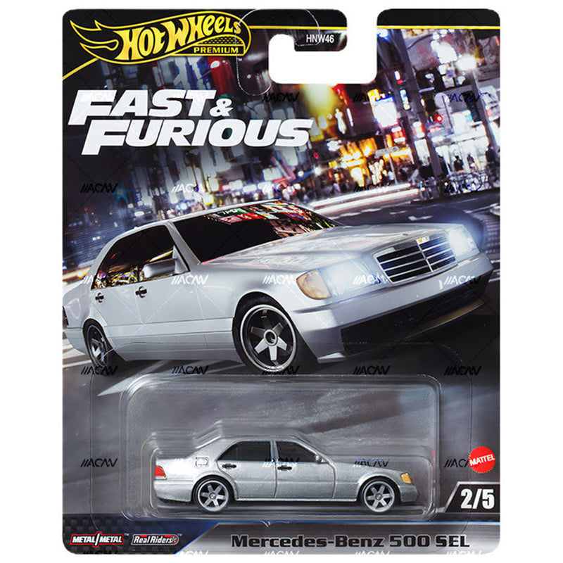 Hot Wheels Mercedes-Benz 500 SEL Fast & Furious Evolution Premium 1/64 Real Riders Metal Diecast Model Car HNW46-9C6G