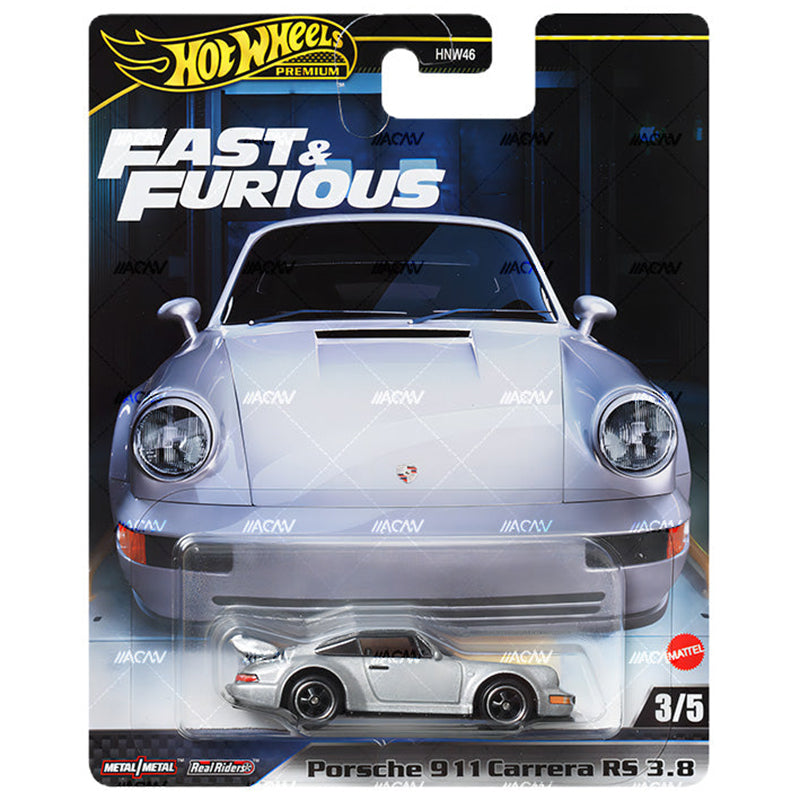 Hot Wheels Porsche 911 Carrera RS 3.8 Fast & Furious Evolution Premium 1/64 Real Riders Metal Diecast Model Car HNW46-9C6G