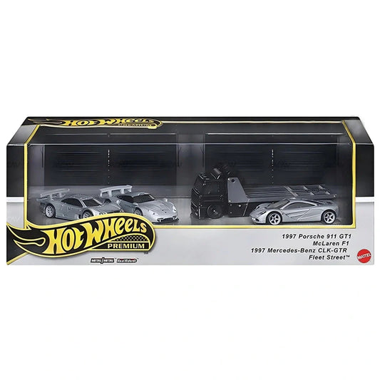 Hot wheels 1:64 1997 Porsche 911 GT1+McLaren F1+1997 Mercedes-Benz CLK-GTR+Fleet Street GMH39-JBM07