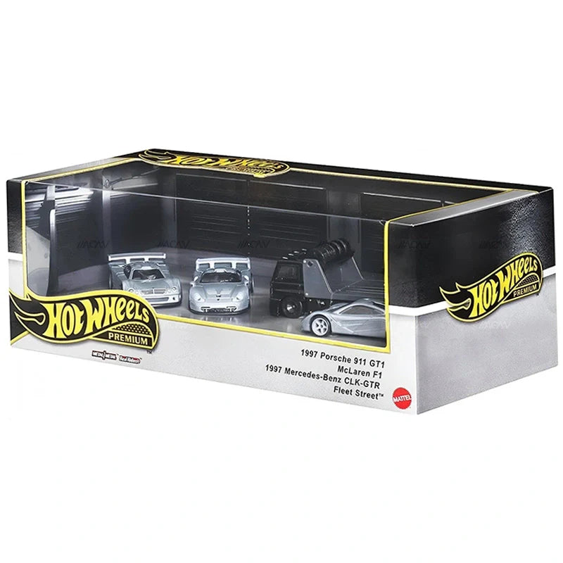 Hot wheels 1:64 1997 Porsche 911 GT1+McLaren F1+1997 Mercedes-Benz CLK-GTR+Fleet Street GMH39-JBM07