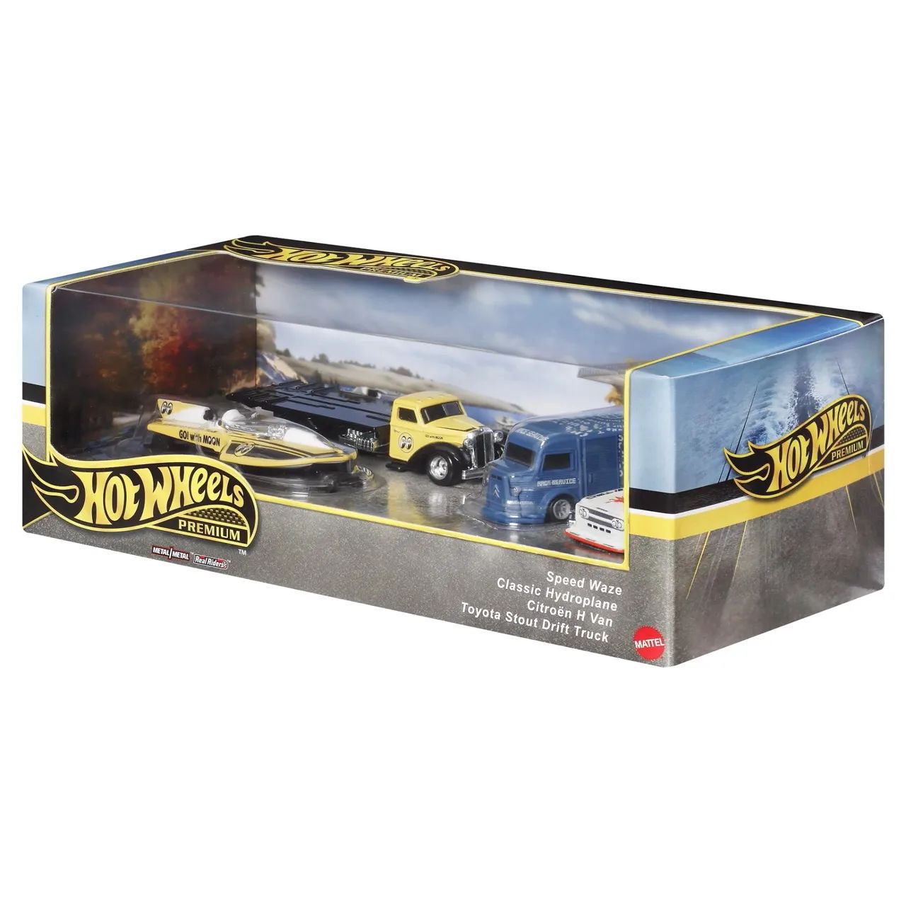 Hot wheels 1:64 Speed Waze+Classic Hydroplane+Citroën H Van+Toyota Stout Drift Truck GMH39-HRT51