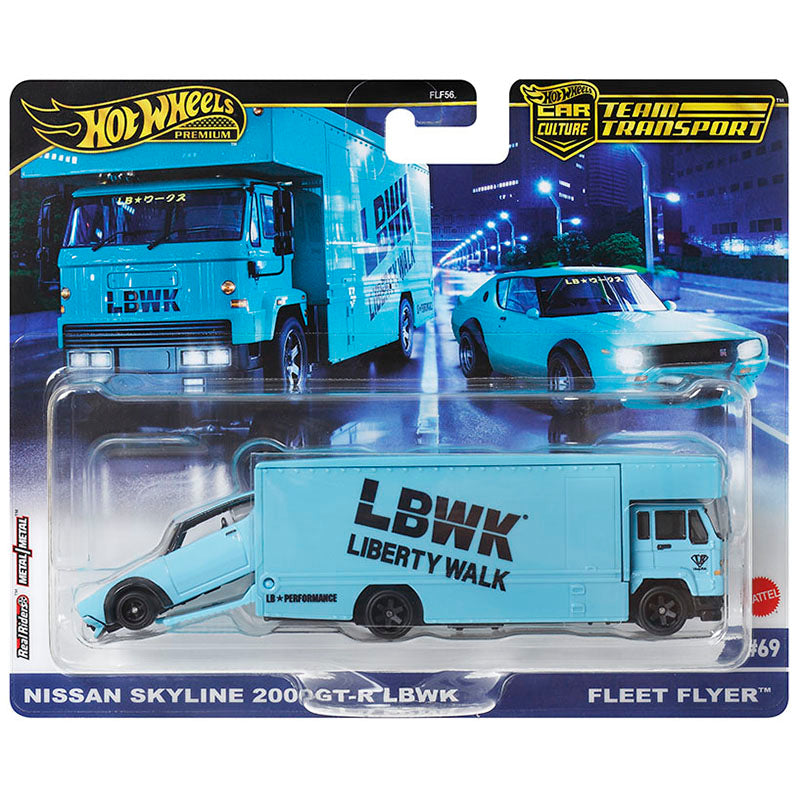 Hot wheels 1:64 Nissan Skyline 2000GT-R LBWK & Fleet Flyer FLF56-69-HRV45