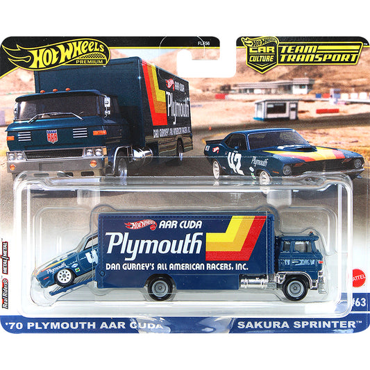 Hot wheels 1:64 70 Plymouth AAR Cuda & Sakura Sprinter FLF56-63-HRV38