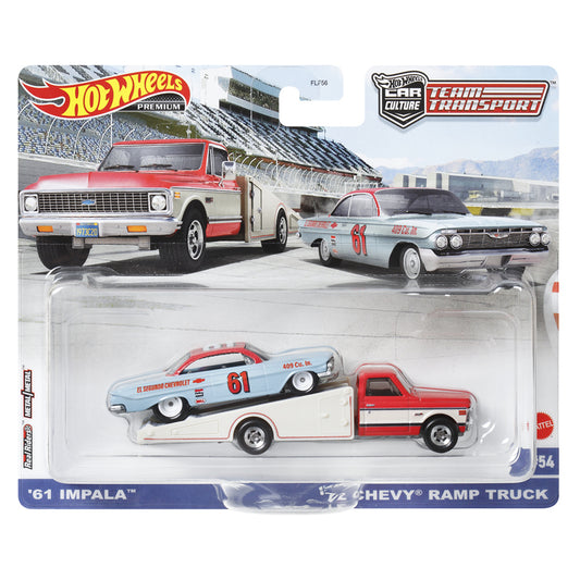 Hot wheels 1:64 61 IMPALA & 72 CHEVY RAMP TRUCK FLF56-54-HKF40