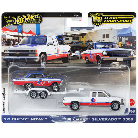 Hot wheels 1:64 63 Chevy Nova & 88 Chevy Silverado 3500 FLF56-68-HRV42