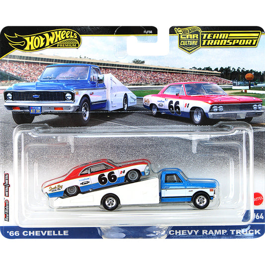 Hot wheels 1:64 66 Chevelle & 72 Chevy Ramp Truck FLF56-64-HRV40