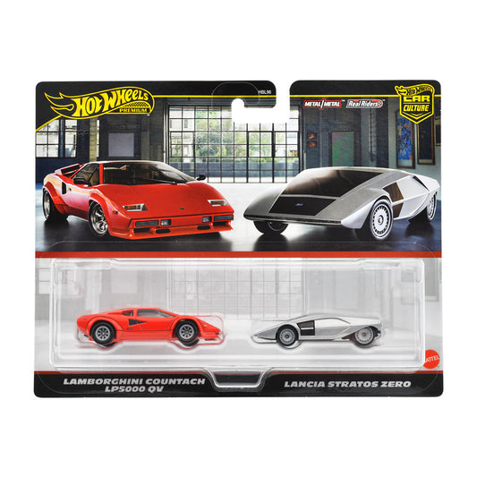 Hot wheels 1:64 Lamborghini Countach LP5000 QV & Lancia Stratos Zero HBL96-JBL02