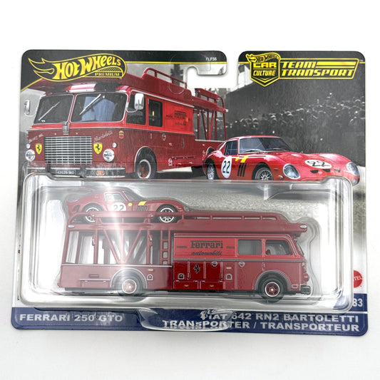Hot wheels 1:64 Ferrari 250 GTO & Fiat 642 RN2 Bartoletti Transporter FLF56-83-JBM37